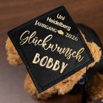 Personalisierter Niedlicher Absolventenhut Plüsch Teddybär mit Namen und Uni-Wappen Schule Abschluss Geschenk für Kinder Absolventen der Klasse 2026