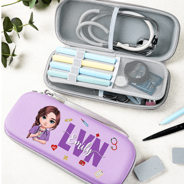 Personalised Cartoon Doctor Nurse Character Stethoscope Case with Name Birthday Nurse Graduation Appreciation Gift for Nurse Doctor