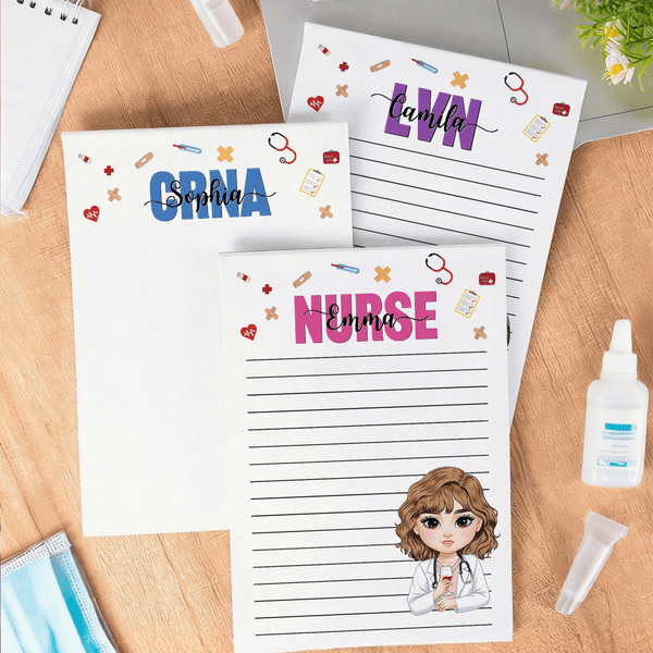 Personalised Stethoscope Cartoon Doctor Nurse 40/80 Pages Notepad with Occupation and Name Nurse Week Appreciation Gift for Doctor Nurse Medical Staff