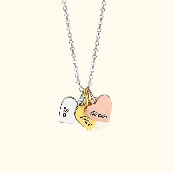 Collana personalizzata con nome e charm a forma di cuore - Regalo di compleanno, anniversario e famiglia