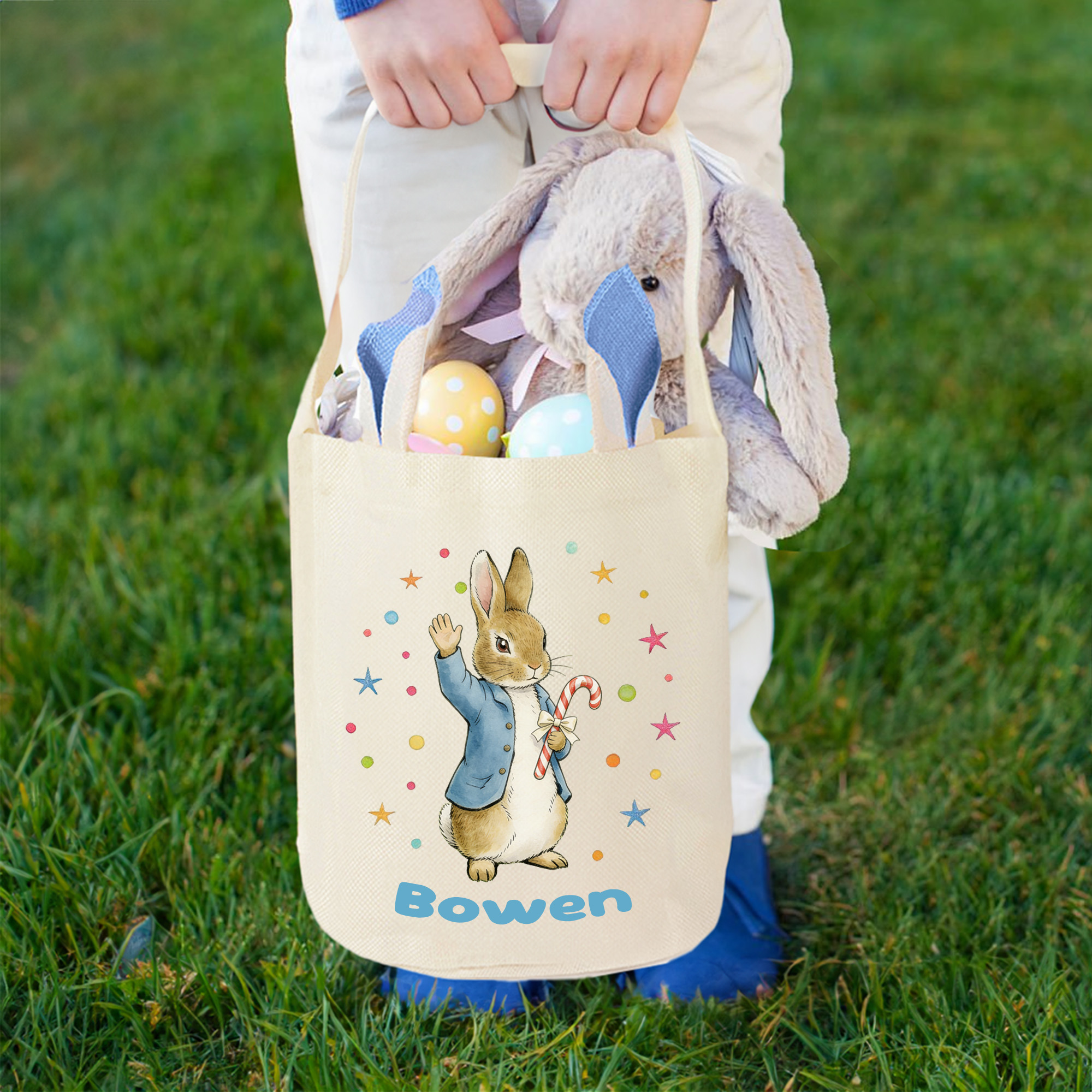 Panier de Pâques personnalisé pour enfants - Panier de Pâques en osier avec étiquette nominative - Décoration de Pâques - Sac de Pâques - Cadeau de Pâques - Cadeau - France