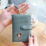 Personalised Whimsical Quirky Girl Leather Trifold Wristlet Name Wallet with Card Holder Birthday Holiday Gift for Women Girls