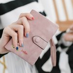 Personalised Whimsical Quirky Girl Leather Trifold Wristlet Name Wallet with Card Holder Birthday Holiday Gift for Women Girls