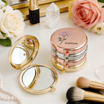 Personalized Crystal Birth Flower Butterfly Portable Folding Pocket Makeup Mirror with Name Wedding Birthday Gift for Bridesmaid Friend Woman