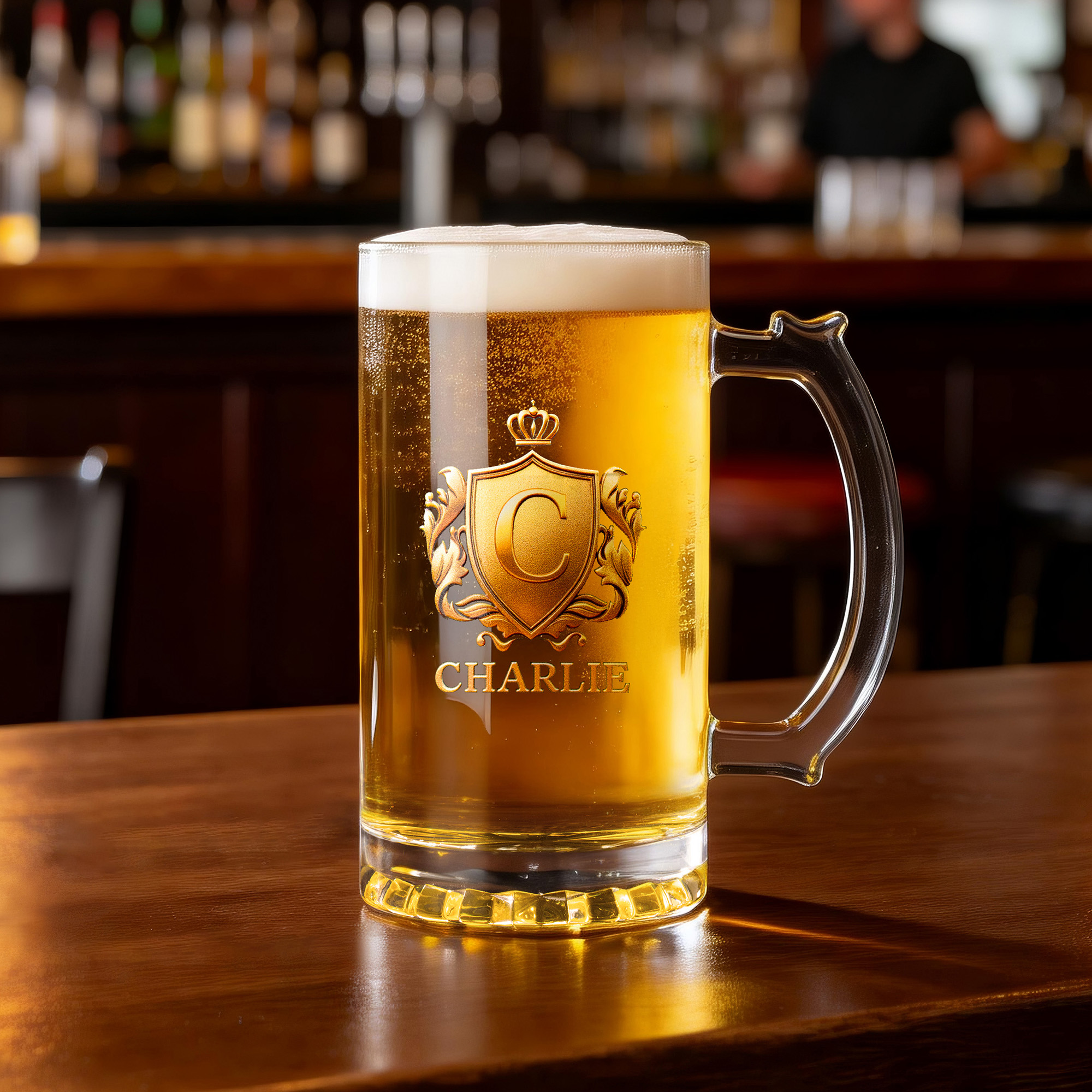 Verre à bière avec poignée et nom Cadeau d'anniversaire de retraite pour papa grand-père petit ami