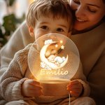 Luz nocturna personalizada de acrílico con nombre luna y nube base de madera decoración de dormitorio regalo de cumpleaños para niños y niñas