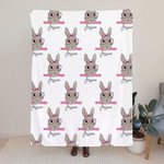 Personalized Cute Easter Bunny Soft Throw Blanket with Name Home Decor Easter Gift for Family Kids