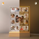 Veilleuse LED Acrylique Personnalisée 13 Photos 7 Couleurs avec Base en Bois Décoration de Chambre d'Enfant Douche de Bébé Cadeau d'Anniversaire pour Nouveau-né