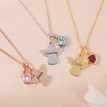 Personalized Guardian Angel Birthstone Necklace with Name Dainty Jewelry Mother's Day Birthday Gift for Women Family Friends