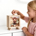 Personalized Chinese Zodiac Auspicious Cloud Clear Wooden Money Box Piggy Bank with Name Desk Decor Birthday Gift for Kids