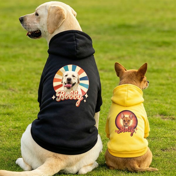 Personalised Funny Face Photo Dog Hoodie with Name Outdoor Travel Birthday Gift for Pet Lovers Pet Owners