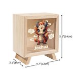 Personalized Chinese Zodiac Auspicious Cloud Clear Wooden Money Box Piggy Bank with Name Desk Decor Birthday Gift for Kids