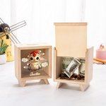 Personalized Chinese Zodiac Auspicious Cloud Clear Wooden Money Box Piggy Bank with Name Desk Decor Birthday Gift for Kids
