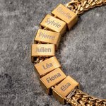 Bracelet en acier inoxydable personnalisé avec 1-12 noms gravés - Cadeau d'anniversaire fête des Pères pour les hommes