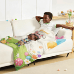 Personalized Cute Character Easter Egg Soft Throw Blanket with Name Home Use Easter Gift for Boys Girls