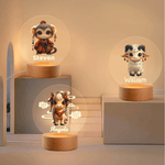 Personalized Cute Cloud Chinese Zodiac LED Night Light with Name and Wooden Base Room Decor Birthday Anniversary Gift for Kids