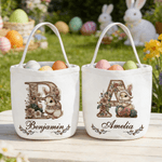 Personalisierte Vintage Bunny Floral große Kapazität Ostern Eimer Korb mit Namen und Initialen Ostereierjagd Party Favors Geschenk für Kinder