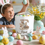 Personalisierte Vintage Bunny Floral große Kapazität Ostern Eimer Korb mit Namen und Initialen Ostereierjagd Party Favors Geschenk für Kinder