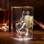 Insignia de oro personalizado dedo medio de diseño de vidrio con el nombre y la inicial de regalo de cumpleaños para el hombre Bartender entusiasta del whisky