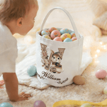 Personalisierte Vintage Bunny Floral große Kapazität Ostern Eimer Korb mit Namen und Initialen Ostereierjagd Party Favors Geschenk für Kinder