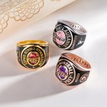 Personalisierter Siegelring mit Geburtsstein Gravuren und Motiven Abschlussring Meisterschaftsring Winterspiele Geschenk für Sportler Absolventen