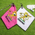 Serviette de golf gaufrée magnétique avec clip de suspension Cadeau d'anniversaire pour joueur de golf | Callie × Marsupilami®.