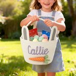 Personalized Carrot Bunny Ears Reusable Easter Basket with Name Egg Hunting Accessories Easter Gift for Boys Girls
