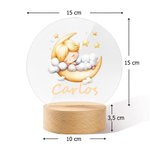 Luz nocturna personalizada de acrílico con nombre luna y nube base de madera decoración de dormitorio regalo de cumpleaños para niños y niñas