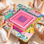 Personalizzato Design floreale Vine Monogram Tappetino Mahjong in neoprene con sacchetto di stoccaggio Regalo di compleanno per la notte di gioco per gli amanti del Mahjong