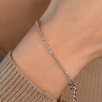 Personalized Minimalist Style Initial Charm Sterling Silver Tennis Bracelet Dainty Jewellery  Birthday Anniversary Gift for Women Tennis Lovers