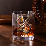 Personalized Dragon Initial Name 10 oz Old Fashioned Rock Whiskey Glass Birthday Father's Day Gift for Man Bartender Whiskey Enthusiast