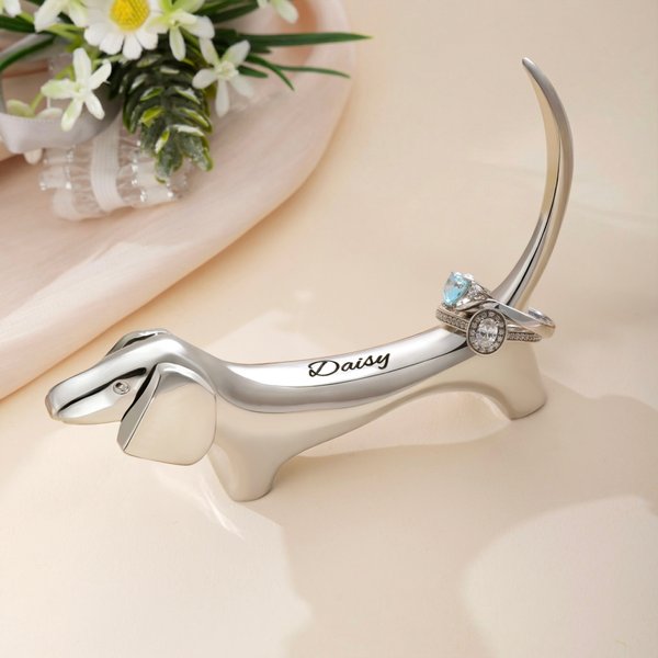 Henkilökohtainen Suloinen Mäyräkoira Dog Ring Holder nimi Home Decor Syntymäpäivä Vuosipäivä Lahja naisille
