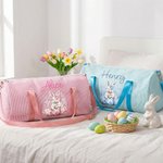 Henkilökohtainen vesiväri Bow Bunny pääsiäismuna pääsiäismuna raidallinen kankaalle suuri kapasiteetti matkalaukku nimi ja olkahihna pääsiäinen lahja lapsille