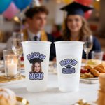 Personalized Class of 2026 Graduation Photo Waterproof Stickers with School Name and Year Graduation Party Decoration Favor for Graduates