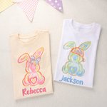 Maglietta personalizzata per bambini in cotone 100% Graffiti Bunny, con nome, abiti da festa, oggetti di scena per la festa di Pasqua, regalo per bambini.