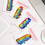 Segnalibro magnetico personalizzato in stile graffiti, con nome gocciolante e arcobaleno, clip di lettura, accessorio di compleanno per gli amanti dei libri.