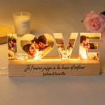 Veilleuse LED personnalisé avec 3-7 photos texte et nom - Photos collage découpées en forme de texte - Cadeau Saint-Valentin mariage pour couple