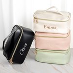 Personoitu yksinkertainen suuri meikkilaukku nimikirjonnalla nahka usea tasku sopii matkalle häihin täydellinen syntymäpäivälahja naisille