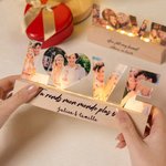 Veilleuse LED personnalisé avec 3-7 photos texte et nom - Photos collage découpées en forme de texte - Cadeau Saint-Valentin mariage pour couple