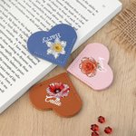 Personalized Crystal Birth Flower PU Leather Heart Corner Bookmark with Name Reading Birthday Gift for Book Lovers Bookworms