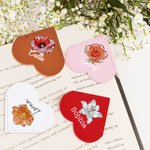Personalized Crystal Birth Flower PU Leather Heart Corner Bookmark with Name Reading Birthday Gift for Book Lovers Bookworms