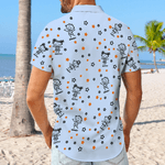 Personalised Cute Line Cartoon Character Stylish Hawaiian Shirt with Name Beach Party Essentials Father's Day Birthday Gift for Man Dad Family
