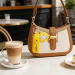 Personalized Heart-Shaped Mirror Floral PU Leather Lipstick Case Keychain with Name and Initial Wedding Birthday Gift for Bridesmaids Best Friends