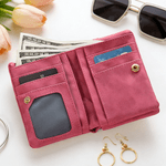 Personalized Folk Art Flower Portable PU Leather Wristlet Wallet with Card Holder and Name Mother's Day Birthday Gift for Women