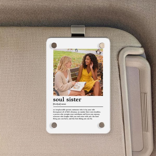 Henkilökohtainen akryyli Photo Car Sun Visor Clip nimi ja teksti Auto tarvikkeet syntymäpäivälahja tyttöystävät ystävät sisaret