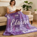 Personalized Multicolor Word Cloud Soft Throw Blanket with Name Home Decor Birthday Gift for Family Friends