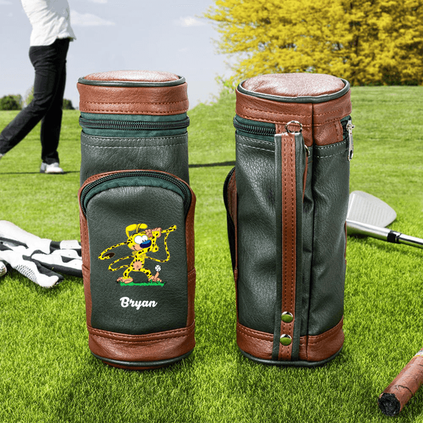 Personalized Long-Tailed Marsupilami PU Leather Golf Bag with Name Golf Gear Organizer Birthday Father's Day Gift for Golfer | Callie × Marsupilami®