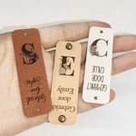 Gepersonaliseerde Set van 10 Gebloemde PU-leren Labels met Tekst en Initiaal Handwerkaccessoires Verjaardagscadeau voor Liefhebbers van DIY en Breien