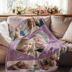 Coperta personalizzata con nomi e 5-9 foto, motivo a cuore - Regalo di San Valentino o anniversario per coppie