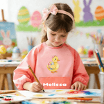 Personalized Peter Rabbit Egg Duck Sheep Waterproof Painting Baking Long Sleeve Apron with Name and Pocket Outdoor Activities Easter Gift for Kids